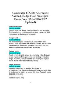 Cambridge FIN300: Alternative Assets & Hedge Fund Strategies | Exam Prep Q&A 2026-2027