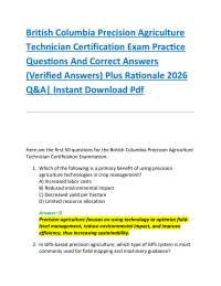 British Columbia Precision Agriculture Technician Certification Exam Practice Questions