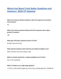 Maine Fuel Board Tank Setter Questions and Answers| 2026/27 Updated