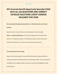 NYC Associate Benefit Opportunity Specialist Exam – 250 Questions & Detailed Solutions (La