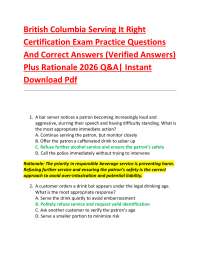 British Columbia Serving It Right Certification Exam Practice Questions And Correct Answ