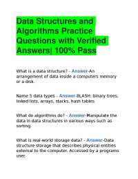 Data Structures and Algorithms Practice Questions with Verified Answers| 100% Pass