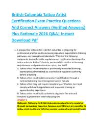 British Columbia Tattoo Artist Certification Exam Practice Questions And Correct Answe