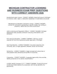 Michigan Contractor Licensing and Business Exam Questions and Answers Verified Solutions