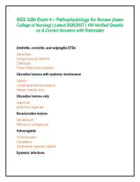 NSG 3280 Exam 4 – Pathophysiology for Nurses (Galen College of Nursing) | Latest 2026/202
