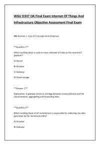 WGU D337 OA Final Exam Internet Of Things And Infrastructure Objective Assessment Final Ex