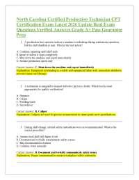 North Carolina Certified Production Technician CPT Certification Exam Latest 2026 Update
