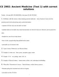 CS 2902 ;Ancient Medicine Test 1 questions with correct answers