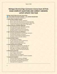 LATEST UPDATE THIS YEAR.pdf Michigan Electrical Sign Contractor License Exam ACTUAL EXAM C
