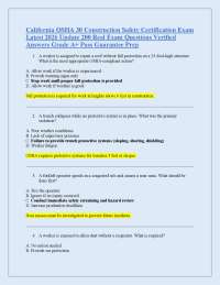 California OSHA 30 Construction Safety Certification Exam Latest 2026 Update 200 Real Exa