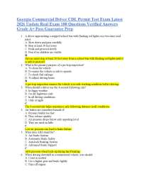 Georgia Commercial Driver CDL Permit Test Exam Latest 2026 Update Real Exam 100 Questions