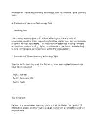 Proposal for Evaluating Learning Technology Tools to Enhance Digital Literacy Skills