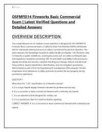 OSFMFEI14 Fireworks Basic Commercial Exam | Latest Verified Questions & Detailed Answers
