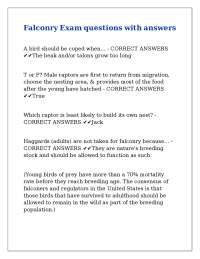 Falconry Exam questions with answers