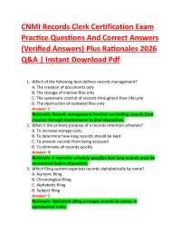 CNMI Records Clerk Certification Exam Practice Questions And Correct Answers (Verified A