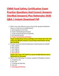 CNMI Food Safety Certification Exam Practice Questions And Correct Answers (Verified Ans