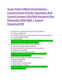 Guam Police Officer Promotional – Corporal Exam Practice Questions And Correct Answers (