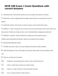 INTB 200 Exam 1 Questions with verified Answers