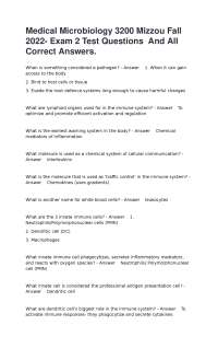Medical Microbiology 3200 Mizzou Fall 2022- Exam 2 Test Questions And All Correct Answers