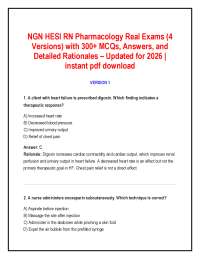 NGN HESI RN Pharmacology Real Exams (4 Versions) with 300+ MCQs, Answers, and Detailed R