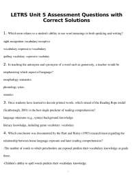 LETRS UNIT 5 Assessment Questions with correct solutions