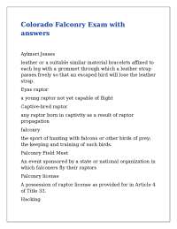 Colorado Falconry Exam with answers