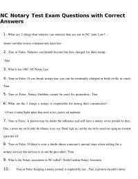 NC Notary Test Exam questions with correct solutions