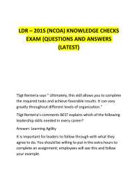 LDR – 201S (NCOA) KNOWLEDGE CHECKS EXAM (QUESTIONS AND ANSWERS (LATEST)