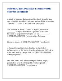 Falconry Test Practice (Terms) with correct solutions