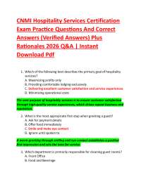 CNMI Hospitality Services Certification Exam Practice Questions And Correct Answers (Ver