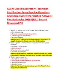 Guam Clinical Laboratory Technician Certification Exam Practice Questions And Correct An