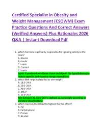 Certified Specialist in Obesity and Weight Management (CSOWM) Exam Practice Questions An
