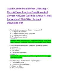 Guam Commercial Driver Licensing – Class A Exam Practice Questions And Correct Answers (