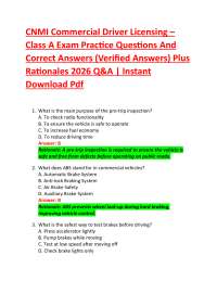 CNMI Commercial Driver Licensing – Class A Exam Practice Questions And Correct Answers (
