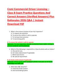 Cnmi Commercial Driver Licensing – Class B Exam Practice Questions And Correct Answers (