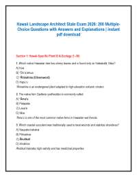 Hawaii Landscape Architect State Exam 2026: 200 Multiple Choice Questions with Answers and