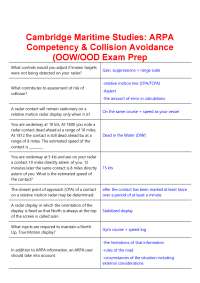 Cambridge Maritime Studies: ARPA Competency & Collision Avoidance (OOW/OOD Exam Prep