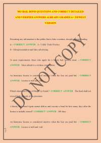 MO BAIL BOND QUESTIONS AND CORRECT DETAILED AND VERIFIED ANSWERS ALREADY GRADED A+ |NEWES