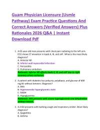 Guam Physician Licensure (Usmle Pathway) Exam Practice Questions And Correct Answers (Ve