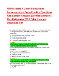 FINRA Series 7 General Securities Representative Exam Practice Questions And Correct Ans