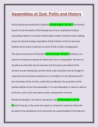Assemblies of God: Polity and History Revision Crash Course:Important Questions & Answers