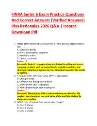 FINRA Series 6 Exam Practice Questions And Correct Answers (Verified Answers) Plus Ratio