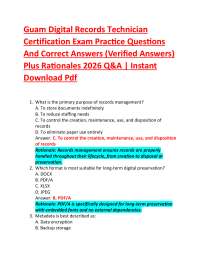 Guam Digital Records Technician Certification Exam Practice Questions And Correct Answer