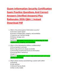 Guam Information Security Certification Exam Practice Questions And Correct Answers (Ver