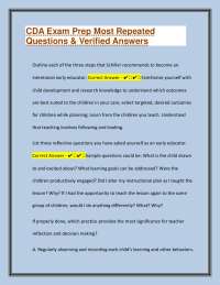 CDA Exam Prep Most Repeated Questions & Verified Answers |2026/2027