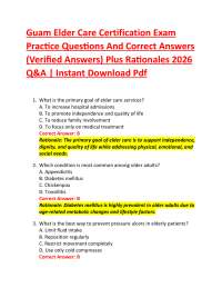 Guam Elder Care Certification Exam Practice Questions And Correct Answers (Verified Answ