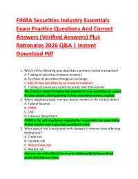 FINRA Securities Industry Essentials Exam Practice Questions And Correct Answers (Verifi