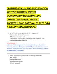 CERTIFIED IN RISK AND INFORMATION SYSTEMS CONTROL (CRISC) EXAMINATION QUESTIONS
