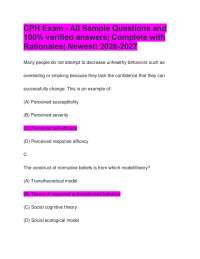 CPH Exam - All Sample Questions and 100% verified answers| Complete with Rationales|2026