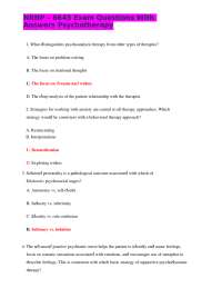 NRNP 6645 Psychotherapy with Multiple Modalities Questions and Answers